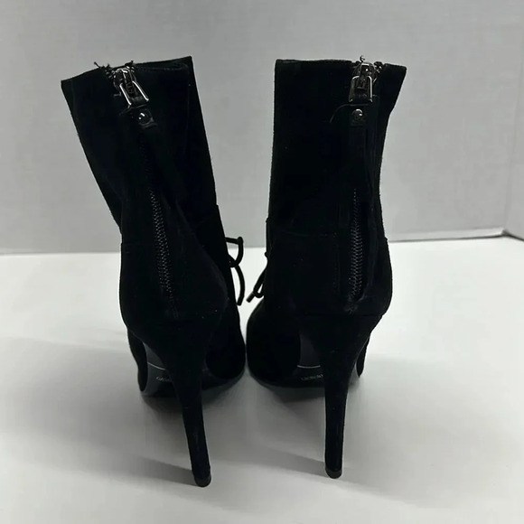 Giorgio Armani High Heeled Ankle Bootie Heels Boots Suede Black Bow Size 37 7 - Picture 5 of 13